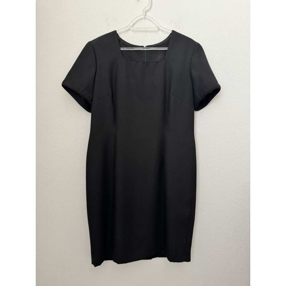 Vintage Lindsey Scott Petites Women's Short Sleeve Black Dress Size 14P